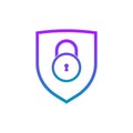 Shield line icon. web security symbol. computer shield with color. email encryption privacy data protection. Internet VPN concept Royalty Free Stock Photo