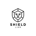 Shield lion animal logo design Royalty Free Stock Photo