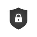 Shield and Lock icon. cyber security concept. Abstract security vector icon illustration isolated on white background.