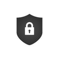 Shield and Lock icon. cyber security concept. Abstract security vector icon illustration isolated on white background Royalty Free Stock Photo