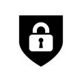 Shield and lock icon vector. antivirus illustration symbol. access logo. Royalty Free Stock Photo