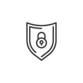 Shield and lock line icon