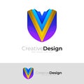 Shield logo with abstract colorful, security logos