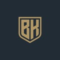 BK letter initial shield logo frame design Inspiration Royalty Free Stock Photo