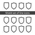 shield logo symbol icon set with outline line style. vector illustration template concept for security, VPN, protection, verified,