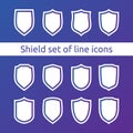 shield logo symbol icon set with outline line style. vector illustration template concept for security, VPN, protection, verified, Royalty Free Stock Photo