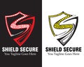 shield logo vector concept. with arm-shield. The letter s design from letter S form