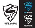 shield logo vector concept. with arm-shield. The letter s design from letter S form version 2