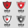 Simple Modern Shield Star Logo Design Vector Set Royalty Free Stock Photo