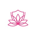 Shield lotus beauty elegant line modern logo