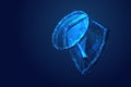 SHIELD and MAGNIFYING low-poly blue Royalty Free Stock Photo