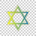 Shield Magen David Star. Symbol of Israel. Blue to green gradient Icon with Four Roughen Contours on stylish transparent