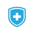 Shield with medical cross sign vector icon