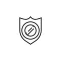 Shield with medicine tablet line icon