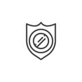 Shield with medicine tablet line icon