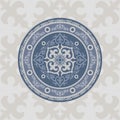 Shield of the Kazakh warrior, the Mongol. Asian National Sora in a circle. Steppe motifs Royalty Free Stock Photo