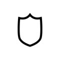 Shield outline flat style vector eps10. Shield outline black line icon.