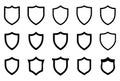 Shield outline Silhouette Icon Set and Shield Silhouette, Shield icon, Shield, Shield logo, badge, security, protection, safety, Royalty Free Stock Photo