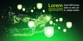 Shield over green Data protection privacy concept GDPR Cyber security network background. shielding personal information Royalty Free Stock Photo