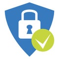 Shield with padlock and check mark. Vector icon. Royalty Free Stock Photo