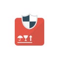 Shield parcel vector flat color icon Royalty Free Stock Photo