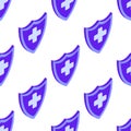 Shield pattern. Simple illustration of blue shield vector pattern for web. EPS