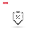 Shield percent sign icon vector isolated 3