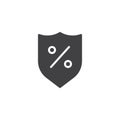 Shield with percent sign vector icon