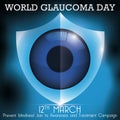 Shield Promoting Protection to Eye Against Blindness in Glaucoma Day, Vector Illustration