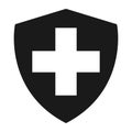 Shield protect icon, safety symbol, defense logo, web button, internet security Royalty Free Stock Photo