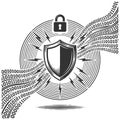Shield Protecting Encrypted Binary Data Royalty Free Stock Photo