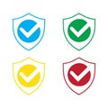 Shield with Protection confirmed icons vector 1