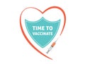 Shield, protection from coronavirus, vaccination concept design. banner design - syringe with vaccine for COVID-19, flu