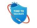 Shield, protection from coronavirus, vaccination concept design. banner design - syringe with vaccine for COVID-19, flu