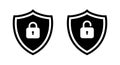 Shield protection lock icon vector in flat style. Protect, security defense sign symbol Royalty Free Stock Photo
