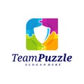 Shield Puzzle logo design vector template, Vector label of puzzle, illustration, Creative icon, design concept Royalty Free Stock Photo