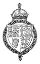 Shield of Queen Victoria is a coat of arms vintage engraving Royalty Free Stock Photo