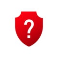 Shield question mark icon. Red protection faq Royalty Free Stock Photo