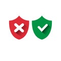 Shield Red And Green Icons Check Mark Protection Royalty Free Stock Photo