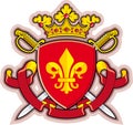 Shield, Ribbons, Crown ,Heraldry fleur-de-lys