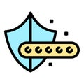 Shield safe cipher icon color outline vector