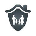 shield with safe family secure padlock vector illustration