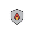 Shield secure fire filled outline icon