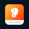 Shield, Secure, Male, User, Data Mobile App Button. Android and IOS Glyph Version Royalty Free Stock Photo