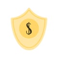 Shield of secure money bank transaction, money deposit, safe savings. Royalty Free Stock Photo