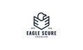 Shield or security or guard line with head bird eagle logo design