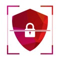 Shield Security Lock Icon with Scanning Bar Template Vector Illustration Royalty Free Stock Photo