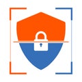 Shield Security Lock Icon with Scanning Bar Template Vector Illustration Royalty Free Stock Photo