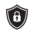 Shield security with lock symbol. Protection, safety, password security vector icon illustration. Firewall access privacy sign. Royalty Free Stock Photo