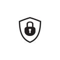 Shield security with lock symbol. Protection, safety, password security vector icon illustration. Firewall access privacy sign. Lo Royalty Free Stock Photo